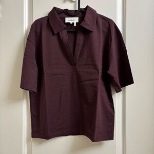 Ba&sh Dark Brown Polo Shirt Women’s Casual Classic Collared Tee